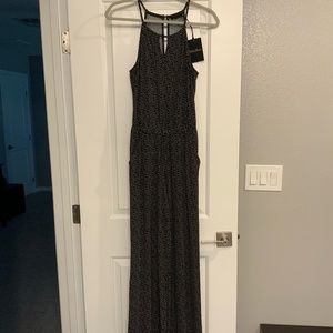 Gold Ray Knit Jumpsuit, Black and White Polka Dot, Size S